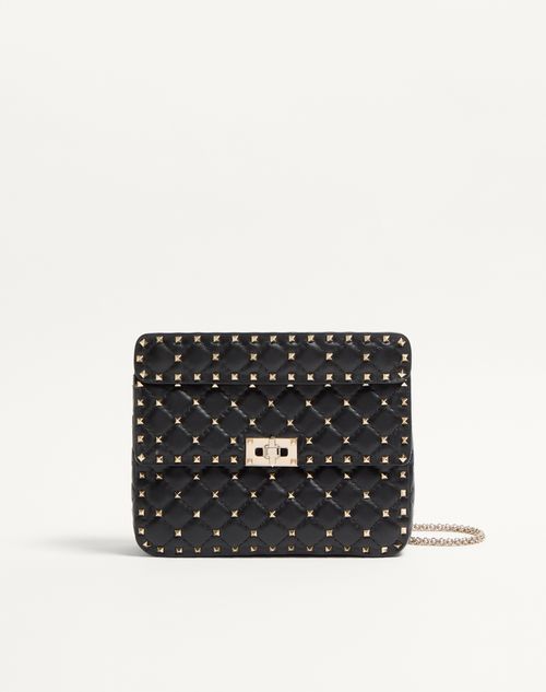 Valentino Garavani - Medium Nappa Rockstud Spike Bag - Black - Woman - Shoulder Bags